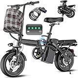 Electric Bike for Adults and Teens, 560W Motor 24MPH Compact Commuter Folding Ebike, 32 Miles Range, 48V 10Ah Battery, 3-Level Pedal Assist, 14" Foldable Mini Electric Bicycle, UL 2849 Certified