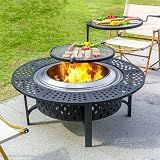 OutVue 42 Inch Smokeless Fire Pit with 2 Grills, Large Firepits for Outside