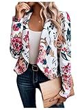 SweatyRocks Women's Lapel Floral Print Blazer Long Sleeve Draped Open Front Jacket Multicolor Large