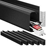 EVEO Cable Management Under Desk Kit (6 Units) - Under Desk Cable Management Cord Hider, Cable Hider Cord Management, Cable Organizer, Cable Raceway | Self-Adhesive 96'' J Channel 6X16 - Black