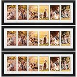 Chunful 3 Pcs 28.4 x 9.5 Inch Black Collage Picture Frames Wall Hanging Long Multiple 4 x 6 Inch Wood Picture Frame 6 Opening Multi Photo Framework Acrylic Screen Horizontal Vertical Decor (Black)