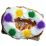 Caluda's Traditional King Cake DIY Kit - Fresh Un-Iced Brioche Cake with Icing Packets, Mardi Gras Colored Sugars, Baby, Decorating Instructions, Serves 10-12, Authentic New Orleans Louisiana Mardi Gras Dessert for Holidays Parties