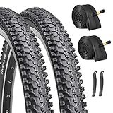 26-inch Mountain Bike Tires Set: Hycline 2-Pack 26x1.95 inch (54-559mm) Folding Replacement Puncture-Resistant Bicycle Tires and Pair 26-inch Inner Tubes with Tire Levers for MTB Off-Road Bike
