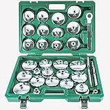 JAMTON 31PCS Oil Filter Wrench Set, Stainless Steel Oil Filter Cap Socket, 1/2" Drive 27mm 32mm 36mm 64mm-101mm Oil Filter Removal Tool, Compatible with VW, Ford, Honda, Toyota, Nissan, Audi, BMW, etc
