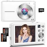 Digital Camera, 4K 64MP Autofocus 16X Zoom Camera with Dual Lens(White)