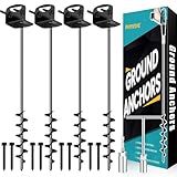 25" Ground Anchors Screw in, Mobile Home Anchors with Upgraded Wider Spiral Blades, Earth Anchors Swing Set Anchors High Wind Heavy Duty for Shed, Trampoline, Carports(Set of 4)