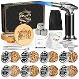 Gifts for Men Dad Husband,Cocktail Smoker Kit,Whiskey Smoker Kit with Torch (no Butane), 8 Flavors Wood Chips,3 Ice Marble,Cocktail Cards,A Stylish bar Tool Set,Drink Smoker Kit