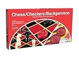 Pressman Chess / Checkers / Backgammon - 3 Games in One with Full Size Staunton Chess Pieces and Interlocking Checkers, 15.62 x 8.00 x 1.50 Inches