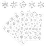 Starboling 330Pcs Glitter Christmas Stickers,Silver Snowflake Decals,Self Adhesive Stickers for Holiday Cards Envelopes Wrapping Decoration