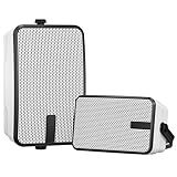 MWAU Outdoor Bluetooth Speakers 400w for Garage, Patio, Porch, Gazebo, Soffit, Entertainment Room. Wall Mount Speaker, Wireless Sync Up to 100 Speakers, IPX5 Waterproof (2 Pcs)
