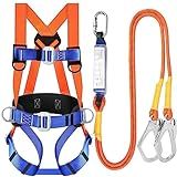 TT TRSMIMA Safety Harness Fall Protection Kit: Full Body Roofing harnesses with Shock Absorbing Lanyard - Updated Comfortable Waist Pad