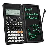 Scientific Calculators for Students 991ES Office Calculators Desktop, ROATEE 4-Line Display Calculator with Erasable LCD Writing Tablet, Solar Battery Power with Notepad Calculator for School
