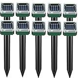 Mole Repellent Solar Powered -10 Packs Snake Repellent Ultrasonic Vole Snake Repeller for Lawns and Yards Waterproof Outdoor Gopher Repeller Effective for Garden