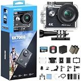 AKASO EK7000 4K30FPS 20MP WiFi Action Camera with 64GB MicroSD Memory Card Bundle EIS Ultra HD 131FT Waterproof Underwater Camera Remote Control 4X Zoom Support External Microphone Black