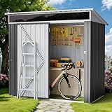 Shintenchi 6x4 FT Outdoor Storage Shed with Window, Outdoor Waterproof Storage Shed Metal Garden Shed with Lockable Single Door, Weather Resistant Tool Storage House Shed for Garden,Backyard,Gray