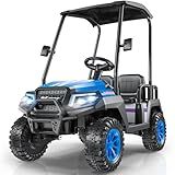 LIGIANT R9 24V Ride on Toys for Big Kids, 4-Seater Kids' Car, Golf Cart Max. Capacity: 264 Lbs, 4WD Ride on Car w/Remote Control, Detachable Awning, Spring Suspension, Music/Story/Power Display