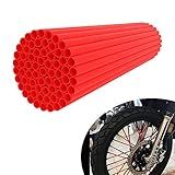 JFG RACING Bike Spoke Covers,Universal 72Pcs Dirt Bike Spoke Skins Wheel Wraps for 8"-21" Rims for Dirt Pit Bike Motorcycle Bicycle Wheelchair Decoration - Red