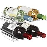 Lifewit Plastic Stackable Wine Rack for Refrigerator, Cabinet, Countertop,Wine Bottle Holder, Water Bottle Organizer for Fridge, Pantry, Hold 4 Bottles
