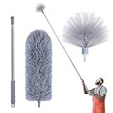 IVYROLL Cobweb Duster with Extension Pole, Spider Web Brush & Ceiling Cleaning Kit, 100" Microfiber Feather Duster Cleaner with Washable Head for Ceiling Fan, Furniture, Home