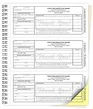 Custom Printed 8.5 x 7 inches (3 per Page) Carbonless Non-Profit Charitable Donation Receipt Books - NCR 2-Part Spiral Bound Pads with Manila Cover Personalized Company Name and Number - 600 Qty