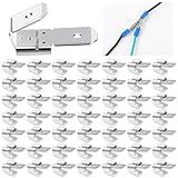 Tellegloww 50 Pcs Double Piggyback Spade Connectors, Electrical Double Male Female Adapter, Female Male Quick Disconnect Piggyback Spade Crimp Terminals Assortment Kit, Silver