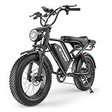 Qlaway 20" Fat Tire Electric Motorcycle Ebikes for Adults, 750w Electric Dirt Bike with Full Suspension, 48V 18AH Battery Moped, 31MPH(50KM/H) Max Speed, 40-70 Miles Range, LED Headlight,Turn Signals