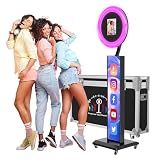 JIYANG Portable Photo Booth Compatible with Any Ipad,Photo Booth Stand Shell with ChackTok PhotoBooth VIP 2 Month Member and Flight Case,Free Custom Logo,Perfect for Parties,Wedding and Events(Black)
