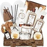 Bath and Body Gift Basket Set for Women Mothers Day - Coconut Vanilla Gift, Spa Gift Basket 17-Piece Bath Gift Set Self Care Gift for Fathers Day, Birthday, Christmas Gifts, Valentines Day Gifts