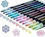 Glitter Markers Self Outline Pens Metallic: 12 Shimmer Tween Teen Girl Gifts Trendy Stuff,Drawing Art Supplies Kids 6-8 9-12 10-12,Arts Crafts Kids Ages 8-12 Year Old,Cute Cool Fun Crafts Girls 8-12