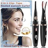 Heated Eyelash Curlers - 2 in 1 Clip- Type Heated lash Curler Best Seller Electric Eyelash Curler LED Display 3 Temp Settings for Makeup Tools USB Rechargeable Natural Curling 24H Long Lasting 6A