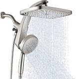 BOZYBO Rain Shower Head with Handheld: High Pressure Shower Heads with Handheld Spray Combo, 12" Rainfall Shower Head and 9 Sprays Hand Showerheads with Magnetic Docking and Power Jets, Nickel 1.8GPM