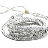 ivipQ IEM Cable, 24-Core Silver-Plated Headphone Upgrade Cable, 1.25m, with 4.4mm and 3.5mm Plugs, Suitable for Gaming IEMs(Gray, 3.5mm 2 PIN)