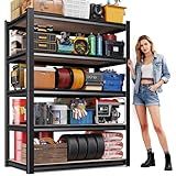 71"H-35"W Garage Shelving-2050LBS 5 Tier Storage Shelves,Adjustable Heavy Duty Metal Shelving Unit and Storage Large Rack,Utility Steel Shelf For Shop Warehouse Industrial Pantry Basement 71"x35"x16"