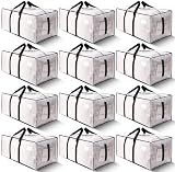 HOMESURE Supports 200lbs Heavy Duty Moving Bags - Strong Zipper & Wrap-Around Handles - Water-Resistant Storage Totes, Durable Alternative to Moving Boxes - 12 Pack - Semi-Transparent