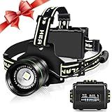 Northlet Rechargeable Headlamp, LED Super Bright Headlight, 5 Modes Zoomable Head Lamp, 180°Adjustable, IPX6 Waterproof for Camping, Running, Climbing, Hiking