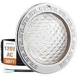 SURAIELEC Pool Lights for Inground Pool, 10 Inch 120V LED Underwater Light, 35W (300W Equivalent), 4000LM, Cool White 6000K, Fits 10" Large Wet Niches, Stainless Steel Housing, 50FT Cord