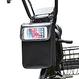 SquEqu Electric Scooter Bag Storage Pouch Handlebar Attachement Large Capacity with Waterproof Phone Holder Pocket Front Hanging Bags Organizer for Bike Handle Bar eBike Motorcycle Bicycle Escooter