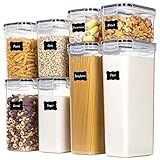 CHEFSTORY Airtight Food Storage Containers with Lids, 8 PCS Plastic Storage Canisters for Kitchen & Pantry Organization,Dry Food Canisters for Flour, Sugar and Cereal