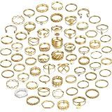 YEEZII 68 Pcs Gold Knuckle Ring Set for Women, Boho Stackable Midi Rings