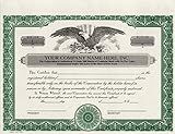 Custom Printed Corporate Stock Certificates, HUBCO, Green, 20-Pack