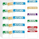 300 Count 3.5 x 2 Large Home Moving Packing Box Labels for 3-4 Bedroom House with Writable Notes Areas, 6 Color Coded Moving Labels for Boxes + Fragile Moving Stickers
