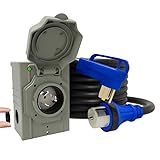 50 Amp Generator Cord with Inlet Box, 15FT Heavy Duty Power Extension Cable, 100% Copper Wire, UL Listed, NEMA 14-50P to SS2-50R, Weatherproof Twist Lock Plug for Generator to Home Connection