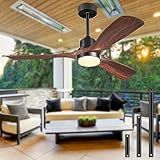 Forrovenco Ceiling Fans with Lights and Remote, 52 Inch Outdoor Ceiling Fan for Patios with Light 3 Downrods, 3 Blades Modern Ceiling Fan Noiseless Reversible DC Motor, Wood Fan for Farmhouse