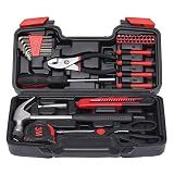 RVOGJP 39-Piece Household Tools Kit with Plastic Toolbox, Small Basic Home Tool Set for College Students & Household Use