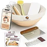 Superbaking Banneton Bread Proofing Basket, Sourdough Bread Baking Supplies, Round 9 Inch Sourdough Starter Kit, Proofing Basket for Baking, Bread Making Supplies Tools, Banneton Basket Gift Set