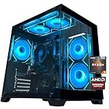 YAWYORE Gaming PC Desktop Computer AMD Ryzen 5 5600GT,16GB DDR4 3200MHz,1TB M.2 NVMe PCle,550W 80PLUS PSU,WiFi,Game Design Office Console,Sea View Room, Towers Prebuilt PC (Black)