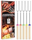 Briout Marshmallow Roasting Sticks - Smores Stick for Fire Pit - Hot Dog Campfire Skewers Marshmallow Camping 32 Inch Long Extendable Forks - 5 Pack