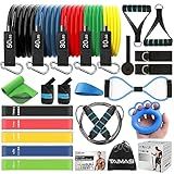 23Pcs Resistance Bands Set Workout Bands, 5 Stackable Exercise Bands with Handles, 5 Resistance Loop Bands, Jump Rope, Figure 8 Resistance Bands, Headband, Cooling Towel