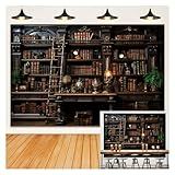 IADIUENOG 7x5FT Bookshelf Backdrop Vintage Bookcase Library Background Ancient Book Wall Laboratory Artistic Magical Bookshelf Backdrop Classic Books Portrait Photo Studio Prop