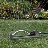 Lawn Sprinkler, 18-Hole Brass Nozzle Oscillating Sprinkler, Garden Tool for Lawns up to 3,600 Square Feet, Jet Cleaning Needle Hidden on the End of the Product, Gray